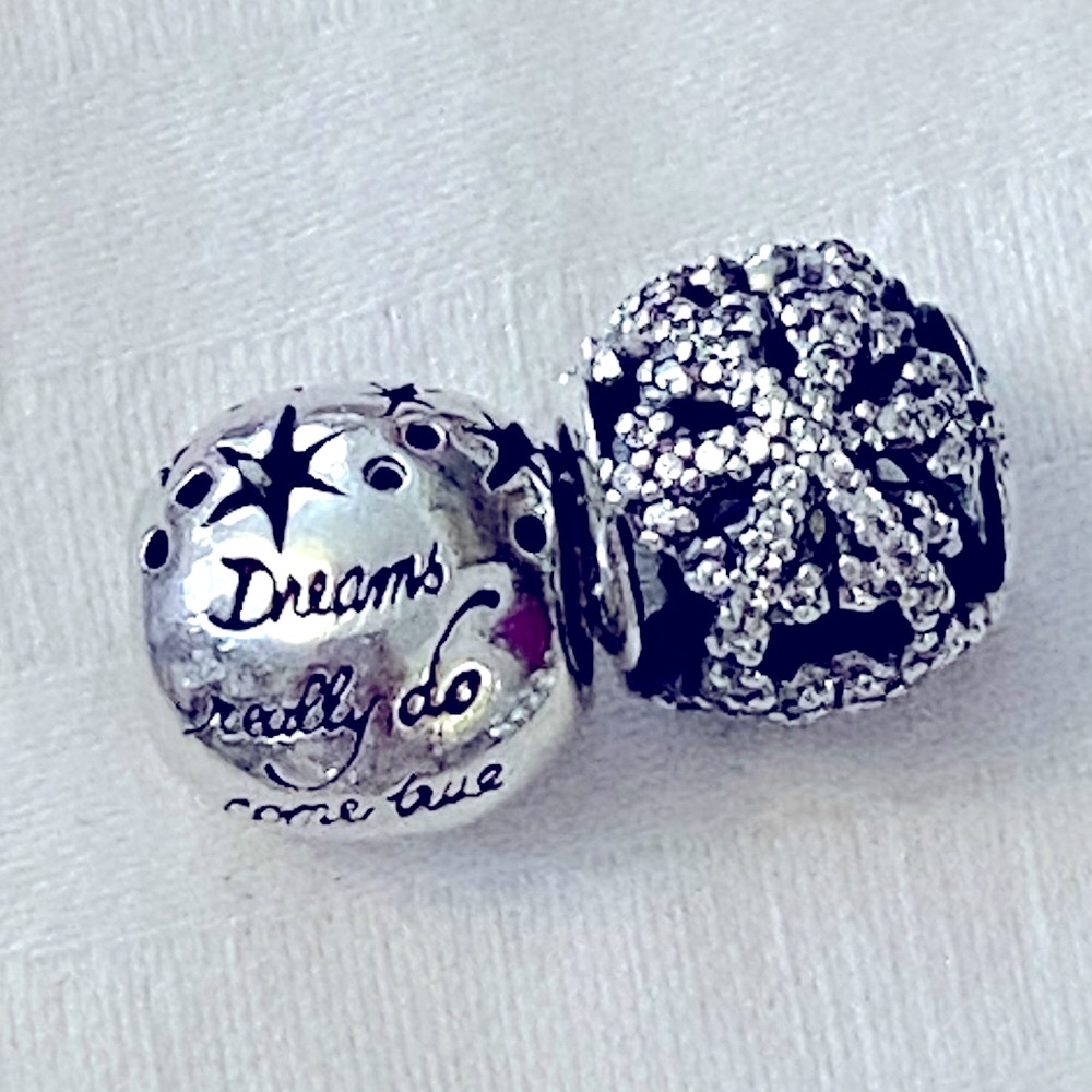 2 Sterling Silver Charms: Disney Dreams and Snowflake for charm bracelets - Picture 3 of 9